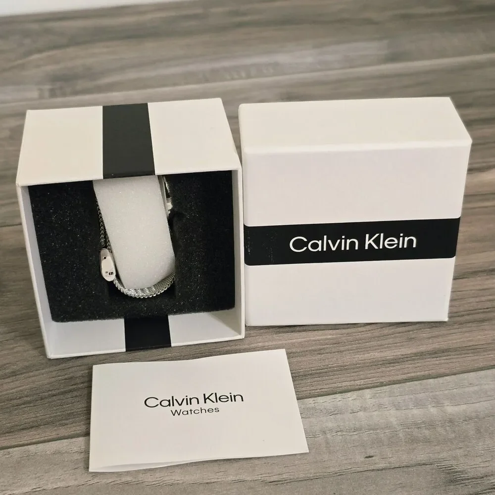 Calvin Klein Iconic Women's Quartz Mesh Bracelet Watch Stainless Steel Silver